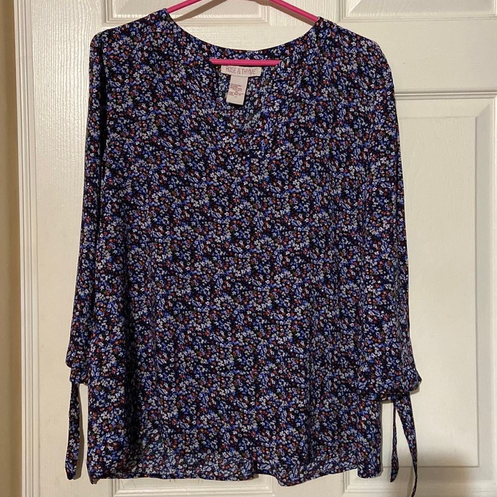Rose & Thyme V-Neck Rayon Top Size XL